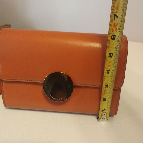 Charles & Keith Circular Buckle Crossbody Purse Bag Mauve Push Lock Closure - Picture 13 of 15